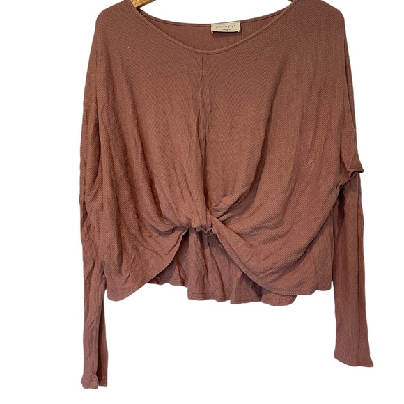 Lavender Field Mauve Knotted Wrap Long Sleeve Shirt - Picture 1 of 5